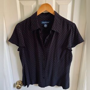 Evan Picone Black Shirt with Res Dot Print - Women's Short Sleeve